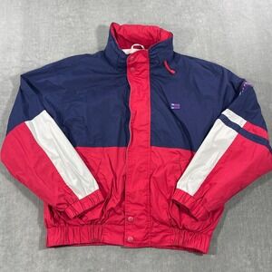 Vintage Bugle Boy Classics Mens Large Red Navy Blue Full Zip Windbreaker‎ Jacket